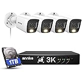 ANNKE 8CH 3K Security Camera System, 8 Channel Surveillance DVR, 4x 5MP 2960*1665 CCTV Cams with Audio, Dual Light, Built-in Mic, AI Human/Vehicle Detection, IP67, Color Night Vision, 1TB Hard Drive