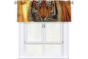 LPSRTWE Rising Sun Tiger Valances for Windows,Small Blackout Curtains for Kitchen Living Room, Rod Pocket Curtain Decorative 