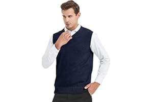 TopTie Men Business Solid Color Plain Sweater Vest, Cotton Fit Casual Pullover