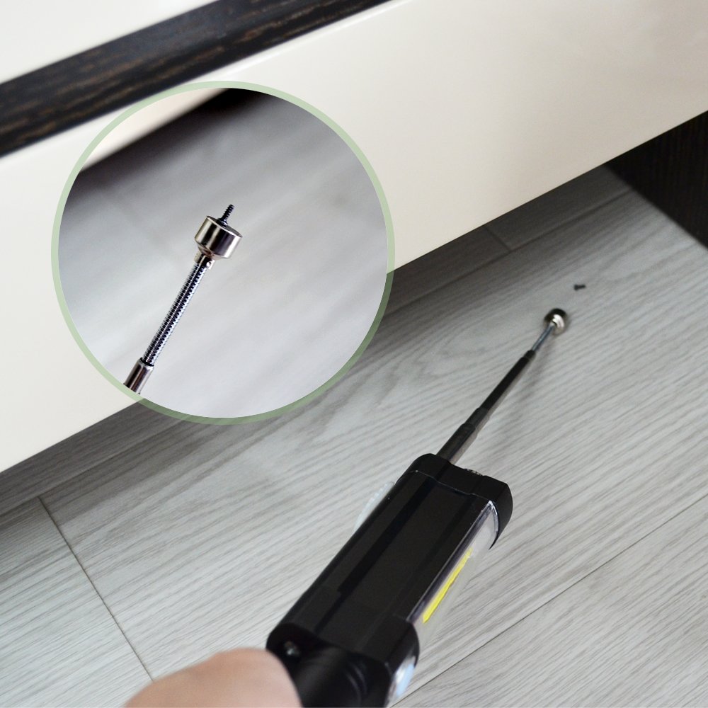 LED Arbeitsleuchte Werkstattlampe Inspektionsleuchten COB LED Taschenlampe mit Magnetfuß Magnet Teleskopstange 3 Leucht-Modi MEHRWEG