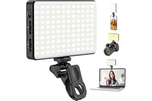 ULTRA CLARITY CABLES 120 LED Phone Light, Selfie Light, 3000Mah Rechargeable Clip Video Light, 2500-9000K CRI 97+ Adjusted 3 Light Modes，for iPhone, TikTok, Vlog Video Conference Lighting with Clip & Camera Tripod Adapter