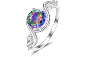 Emsione 925 Sterling Silver Plated Created Citrine Round CZ Cut Halo Planet with Round Side Stones Eternity Ring Anniversary Wedding Engagement Band Ring