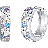 TakNii Paw Print Earrings for Women 925 Sterling Silver Pet Dog/Cat Huggie Hoops Cute Animal Jewelry Gifts for Wife Daughter Birthday Graduation