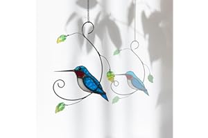 CHRDW, 1PC Colorful Hummingbird Glass Window Decor Hanging Ornament, Home Wall Garden Decor, Hummingbird Light Catcher, Bird Lover Favorite Gardening Ornament
