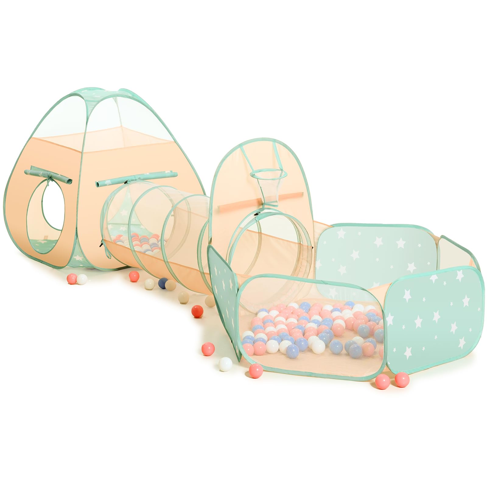 SISTICKER 3 in 1 Kids Play Tent with Baby Ball Pit and Play Tunnel, Toddler Climbing Toys for Boys, Girls, Babies, Indoor Outdoor Pop Up Playhouse Tunnel Toys (Balls NOT Included)