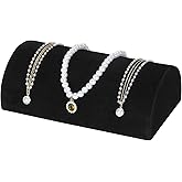 KUKUVR Velvet Half Moon Bracelet Display Stand, Pillow-Shaped Jewelry Bracelet Necklaces Pendant Chain Watch Holder Case for Women, Jewelry Organizer Storage Rack for Home Selling Show (Black)