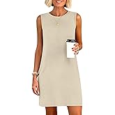 ANRABESS Womens Summer Casual Mini Dresses 2026 Sleeveless Crewneck Split Wrinkle-Free Beach Travel Vacation Short Sundress