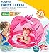 SwimSchool Pink Fun Fish Fabric Baby Pool Float, Splash and Play, Baby Boat with Safety Seat, Extra-Wide Inflatable Pool Float, Retractable Canopy, UPF 50, 6 to 24 Months, Pink