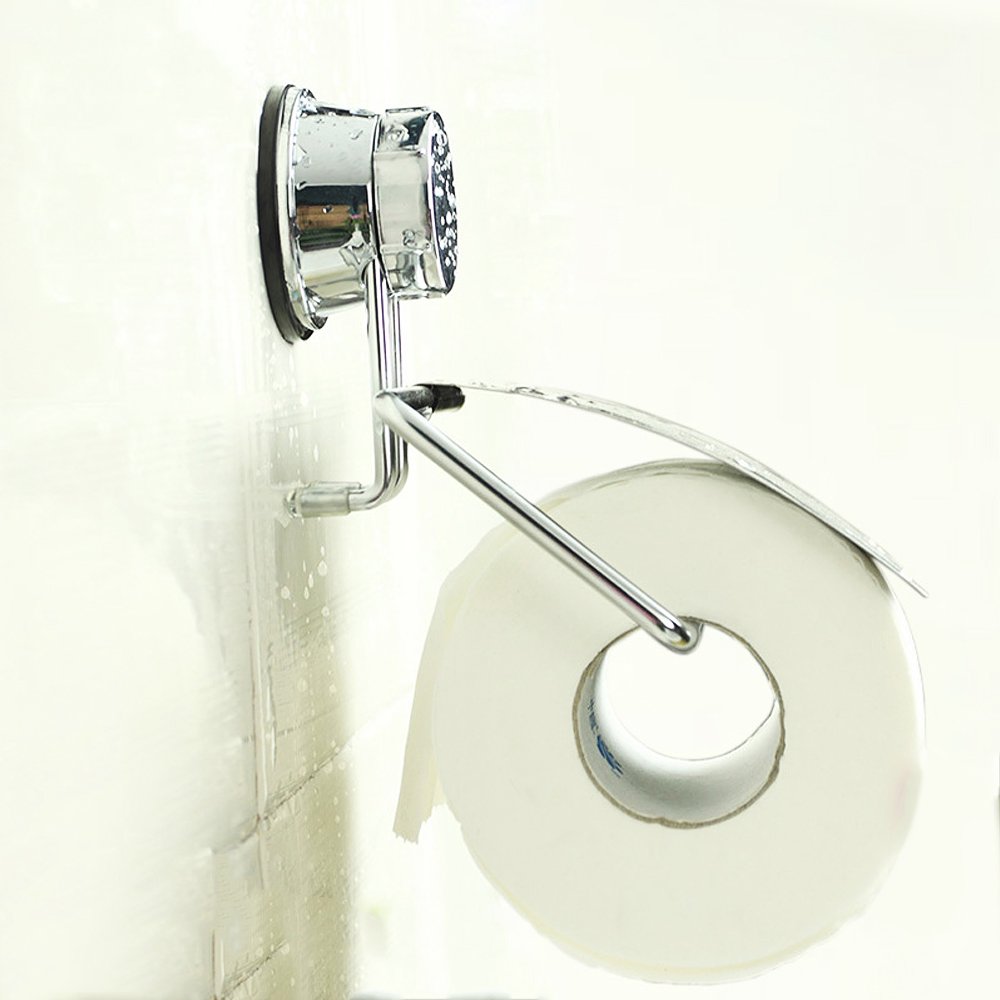 Etzion Toilet Paper Holder with Suction Cups, Stainless Steel Removable Roll Paper Holder Suction Cups Holder with Waterproof Panel