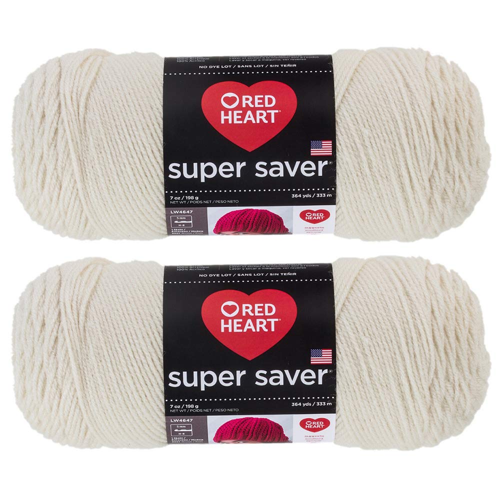 Red Heart Super Saver Bulk Buy: (2-Pack) (Aran, 7 Oz Each Skein)