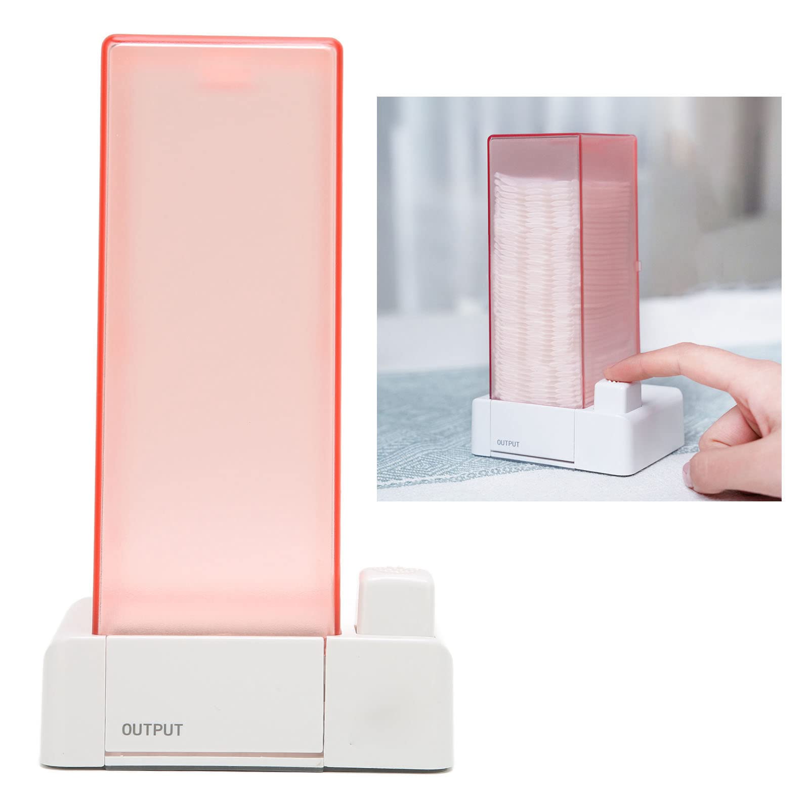 Alvinlite Automatic Cotton Pad Dispenser, Press Out Cotton Square Holder Cosmetic Cotton Pad Organizer Vanity Makeup Organizer for Lint Free Nail Wipes