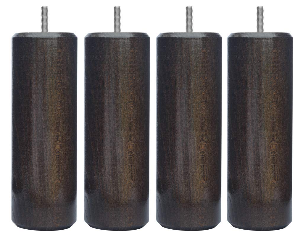 Margot Chameleon Cylinder Set of 4 Wooden Bed Bases, Wenge, 7 x 7 x 17 cm