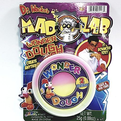 Dr Wackos Mad Lab Wonder 2 Color Dough Stretchy Bouncy Yellow &amp; Pink Medium 25g Putty 88oz Goop