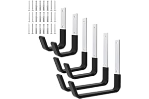 Juformin Heavy Duty Utility Hooks for Garage Storage Utility Hooks Wall Mount,Garage Hooks Heavy Duty,Garage Wall Hooks,Hose Holder,Bike Hooks,Ladder Hooks,Leaf Blower Hanger (2S & 2M & 2L)