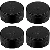 BHVSON Universal Round ABS Junction Box Mount Bracket for Security Camera,IP54 Weatherproof Camera Junction Box Base for Wall Ceiling Installation(4 Pack Black)