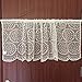 Semi-Sheer Valance for Kitchen Window - Embroidered Lace Short Valance for Kitchen, Cafe, Living Room, Door Decoration, 17 x 59 Inch, White, ZHH