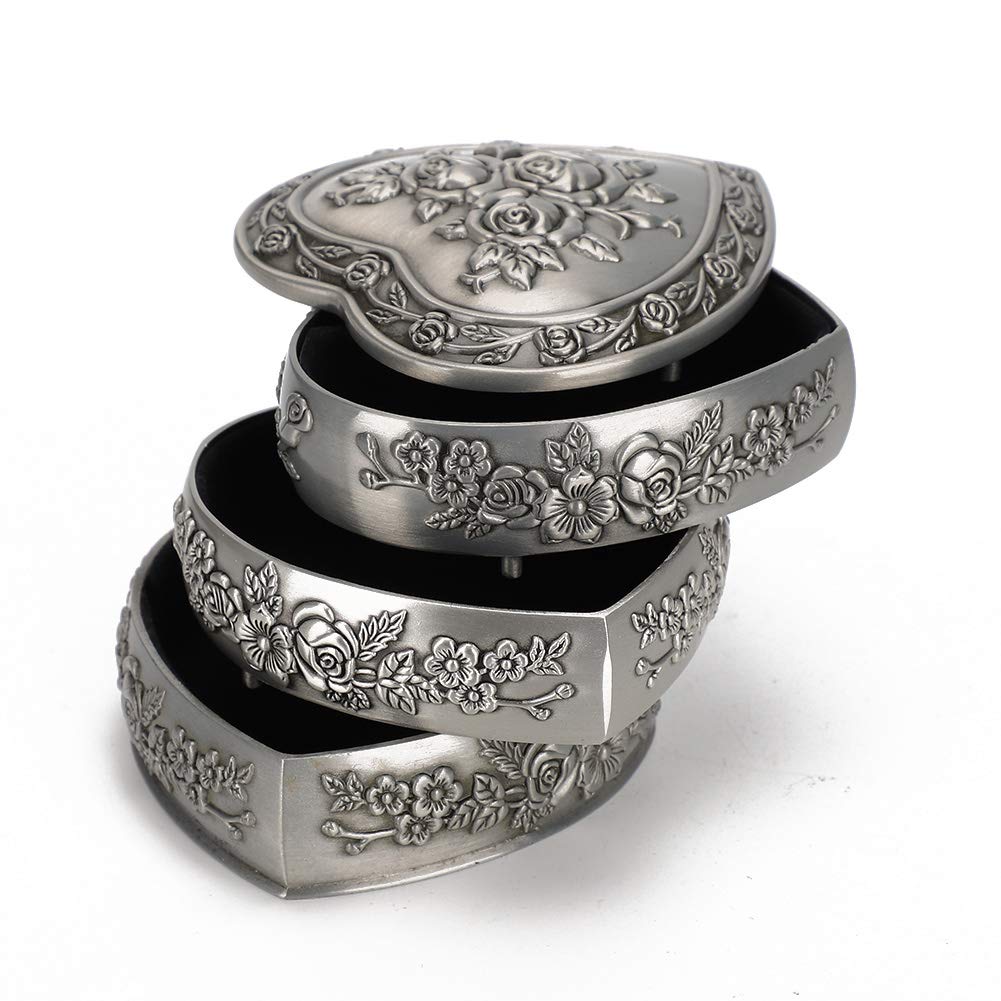 Salmue Vintage Rectangular Metal Jewellery Box, Gift Box, Jewellery Organiser, for Girls or Women, Christmas or Birthday Gift Trois Étages