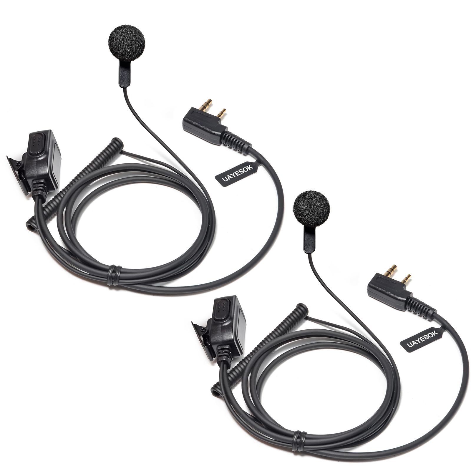 UAYESOK In Ear Walkie Talkie Earpiece Surveillance Radio Headset with Mic Compatible with 2 Pin Kenwood TK-3401 TK-3501 Protalk Baofeng UV-5R 888S H777 Retevis Esynic Wouxun Two Way Radio (2 Pcs)