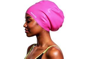 Dizokizo Extra Large Silicone Swim Cap for Long Hair, High Elasticity Durable Waterproof Swimming Cap for Women and Men Adults with Dreadlocks, Weaves, Extensions, Braids & Curls, Keep Hair Dry