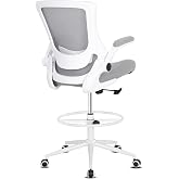 Misolant Tall Office Chair, Drafting Chair for Standing Desk, High Office Chair with Adjustable Lumbar Support, Flip-up Arm and Footrest Ring, Tall Drafting Chair for Bar Height Desk