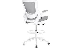 Misolant Tall Office Chair, Drafting Chair for Standing Desk, High Office Chair with Adjustable Lumbar Support, Flip-up Arm and Footrest Ring, Tall Drafting Chair for Bar Height Desk