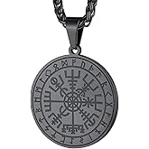 FaithHeart Viking Necklace for Men, Silver/Black/Gold Stainless Steel Nordic Viking Amulet Pendant Necklaces Norse Mythology Talisman Jewelry Gifts for Men