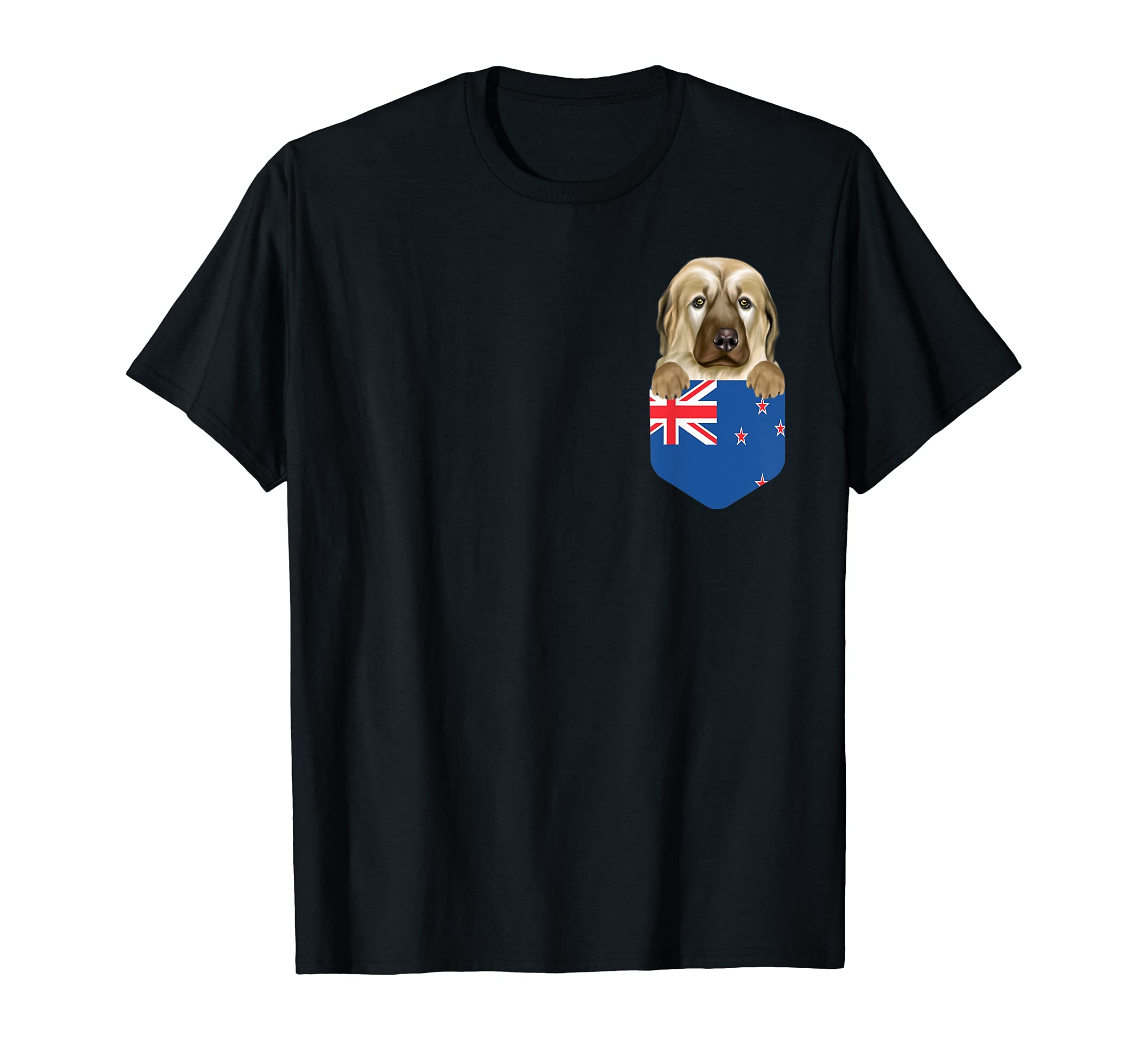 New Zealand Flag Anatolian Shepherd Dog Dog In Pocket T-Shirt