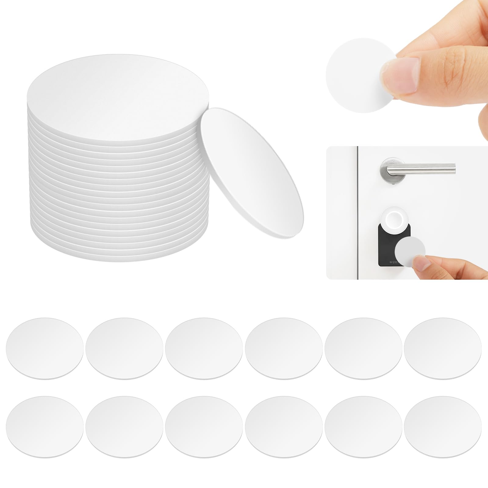 OFFCUP NFC Tags, 30PCS NFC Coin Cards, 25mm / 1 Inch NFC Stickers NTAG215 NFC Round Cards NFC Tags Compatible with Tagmo Amiibo and All NFC Enabled Mobile Phones and Devices (White)