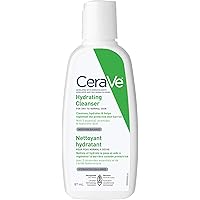 CeraVe Hydrating Face Wash Travel Size Daily Facial Cleanser for Dry Skin Fragrance Free, 87 Milliliters