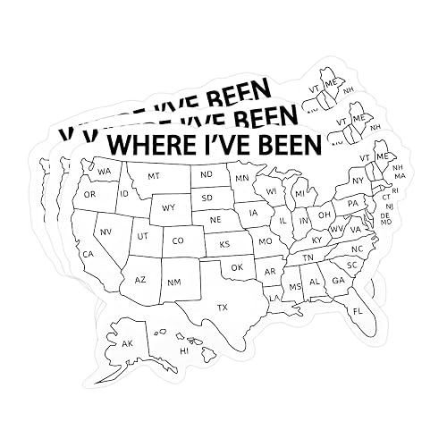 FSTURIOS 3PCS Where I've Been Map Vinyl Coloring Sticker, 4" Waterproof