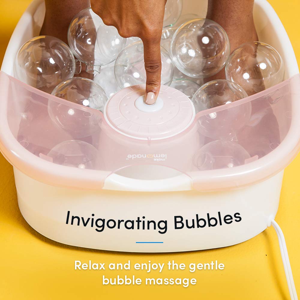 Foot Bath with Heat Maintenance | Foot Massager with Bubbles | At Home Portable Pedicure Foot Soak | Pink (Heat Maintenance): Beauty