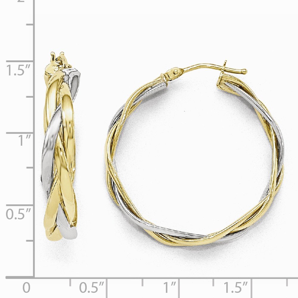10kt Two Earrings Hoop Braided Gold Tone Earrings