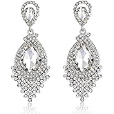 Long Full Rhinestone Teardrop Crystal Dangle Chandelier Drop Earrings Fashion Jewelry