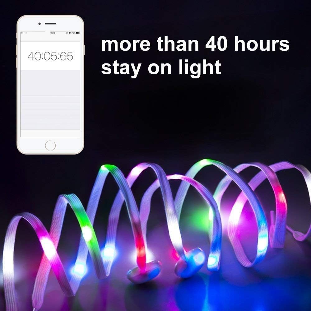 Bslite LED Light Multicolor Shoelaces Battery Powered Nylon Shoestring Lighting with Flashing Led (1Pairs): Shoes