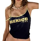 IDEWO Mexico Tank Top Women Brazil Shirt Y2K Jersey Summer Going Out | IDEWO,Cropped Design, Sleeveless, Slim Fit, 2000s Streetwear, Casual Wear, Festival Outfit, Vacation Clothing