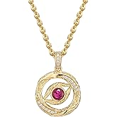 MEVECCO Gold Evil Eye Necklace for Women 18k Gold Plated Turquoise Red Ruby Zircons Evil Eye Protection Choker Charm Pendant Necklace Hypoallergenic Handmade Lucky Jewelry for Her Gifts
