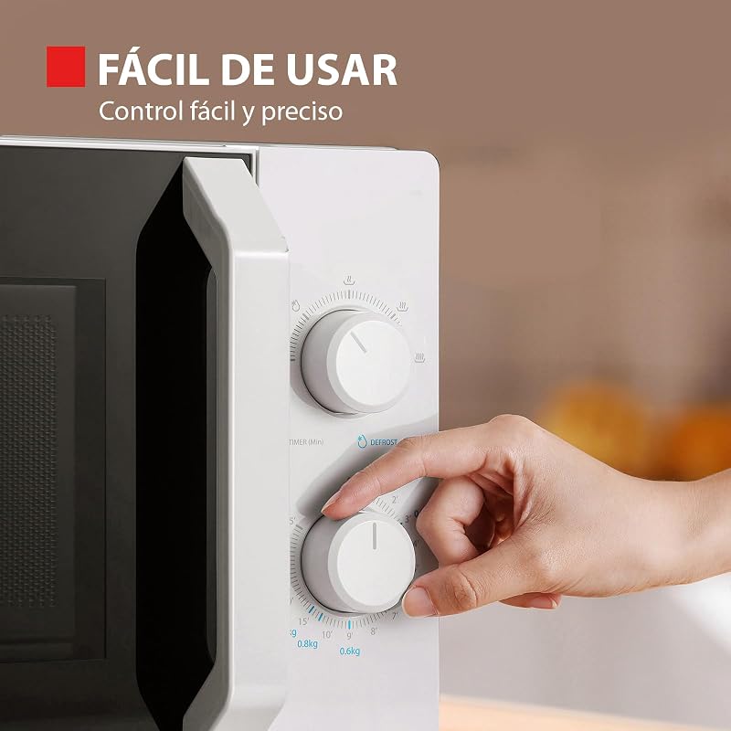 MW2-MM20P(WH) Padrão micro-ondas forno, 20 litros, 800 W, 5 níveis de potência com prática função de degelo, iluminação LED interior, branco