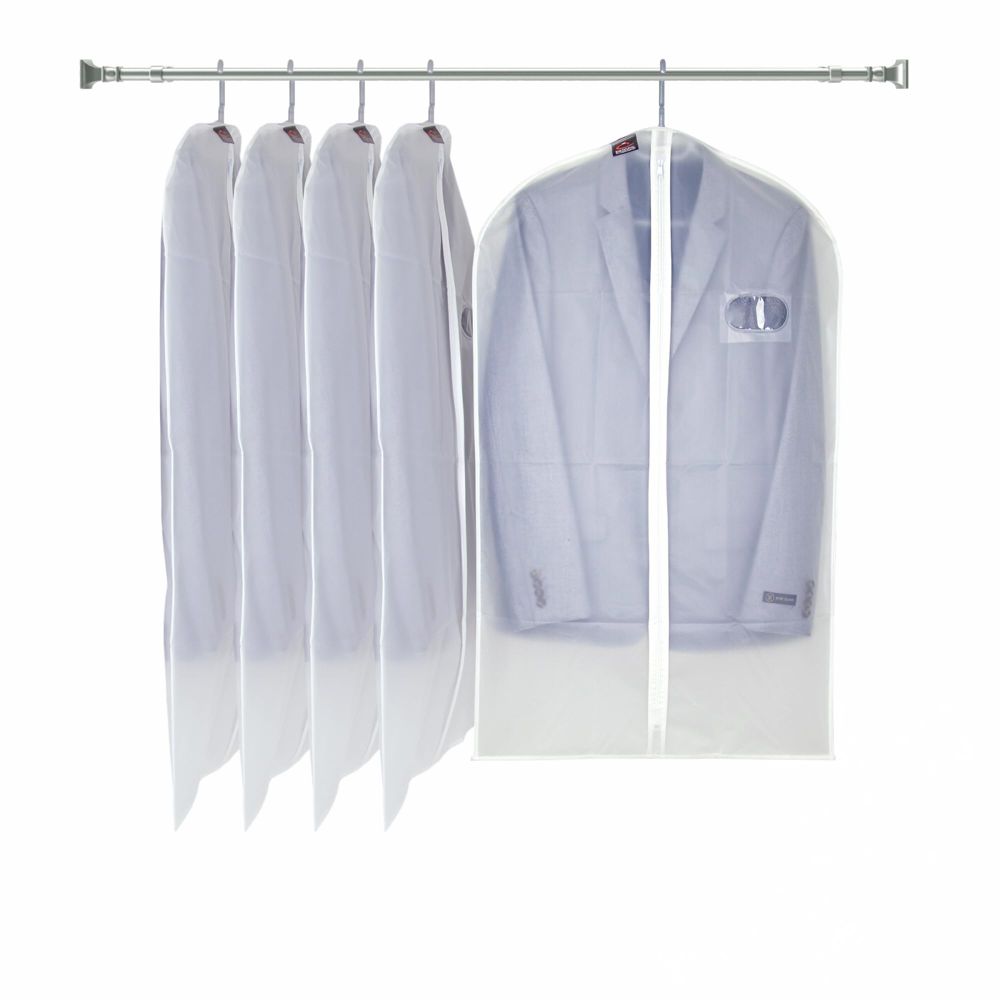 CARASELLE PEVA Garment Bags – Suit Cover for Women and Men, Jacket Covers Protector Bags & Coat Cover for Wardrobe and for Hanging Clothes in the Closet or Car - 99 x 60 cm, pack of 5