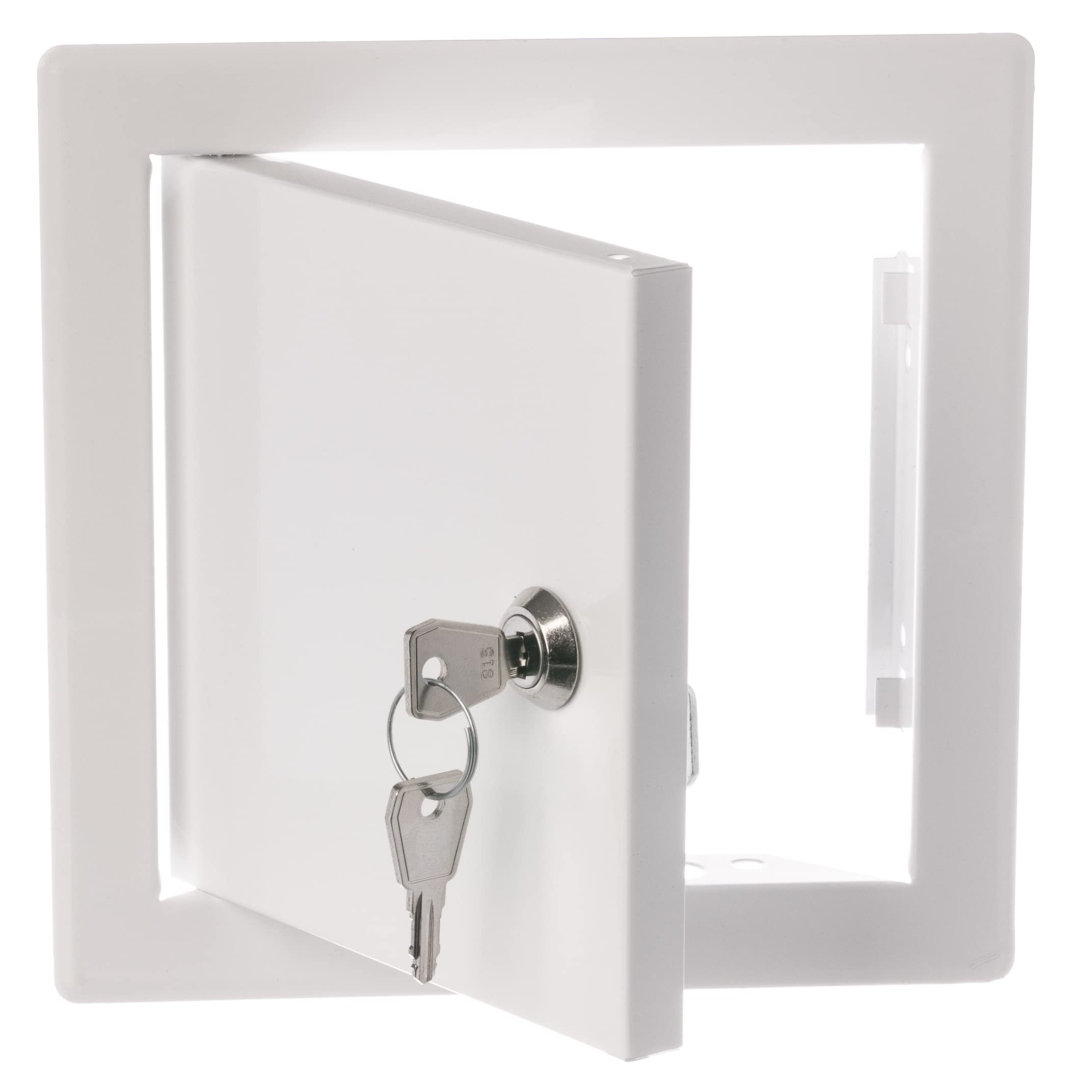 150x150mm / 6x6 inch White Metal Access Panel with Key and Lock - Inspection Hatch - Revision Door