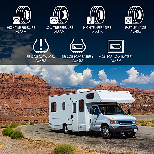 RV Tire Pressure Monitoring System, RV TPMS, 4 Sensors, 7 Alert Modes