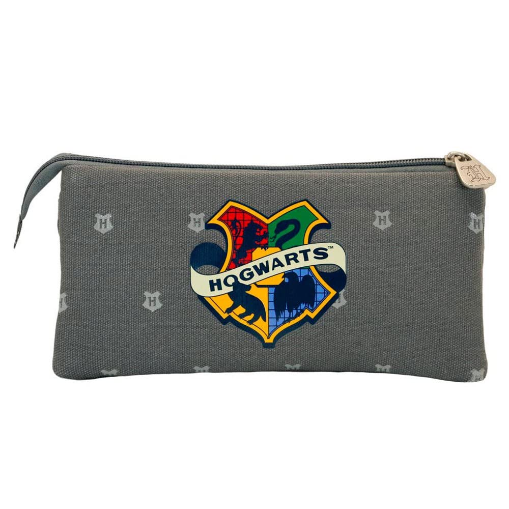 Harry Potter Greyly-Triple HS Pencil Case, Grey, 23 x 12 cm