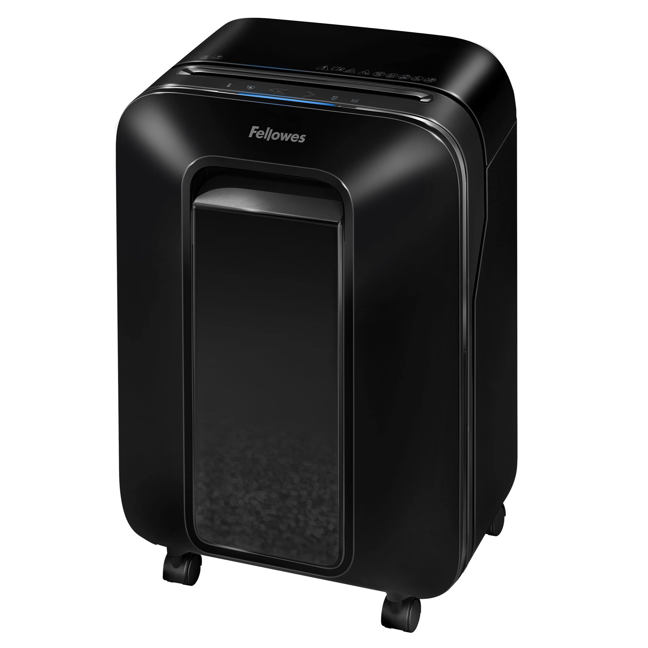 Fellowes Paper Shredder for Home Office Use - 100% Jam Proof 12 Sheet Micro Cut for Home Office Use - Deskside with Large 22L Pull-Out Bin - Powershred LX201 - DIN Level P5 - Black