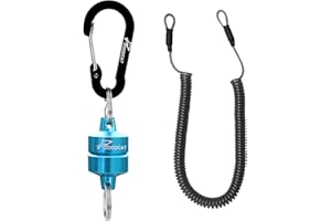 GOODCAT Strongest Magnetic Net Release Magnetic Keychain Fly Fishing Net Retractor Magnet Clip Holder Retractor with Retractable Coiled Lanyard Carabiner