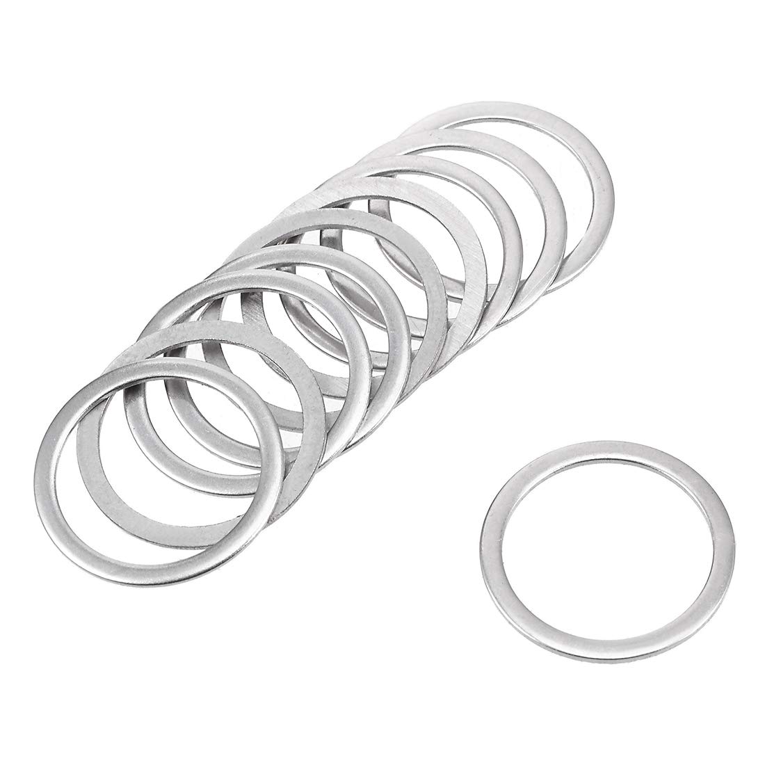 sourcing map 50 Pcs 16mm x 20mm x 0.8mm 304 Stainless Steel Flat Washer for Screw Bolt