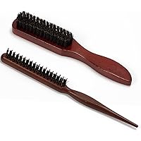 Bristle Hair Brush, 2 Pack Slick Back Hair Brush Teasing Comb Hair Brush for Men Women, Boar Bristle Brush Smoothing Brush Sl