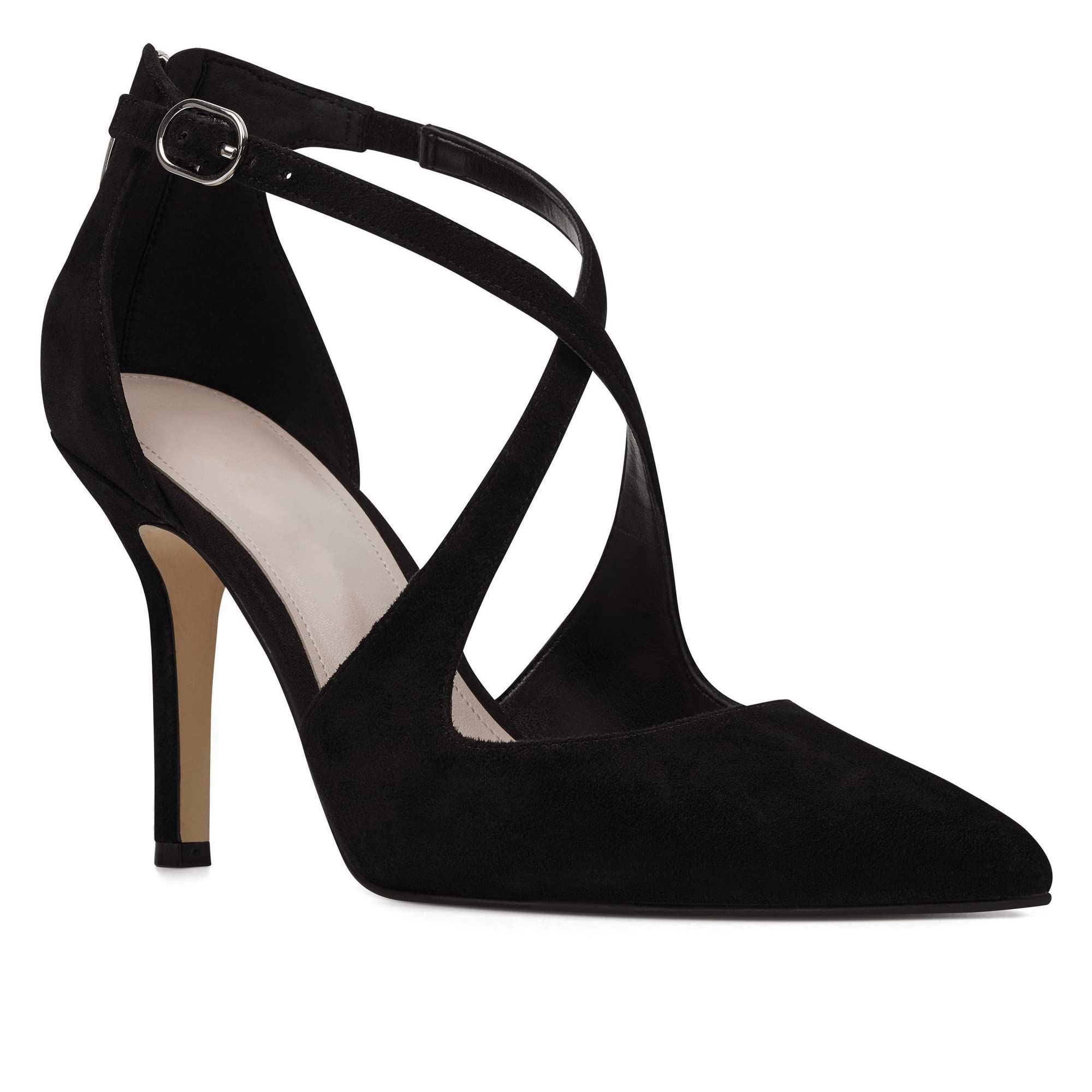 Blue Silk Crystal Buckle Heels | Pointed Toe Stiletto Party Pumps