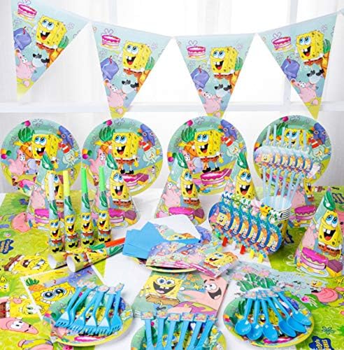 SDFAF Disposable Tableware Cartoon Theme Birthday Package Children's Party Supplies Set Baby Raw Daily Necessities Decoration Arrangement Baby Bath 90-piece set