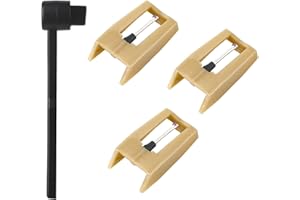 SNADO 3 Pack Ruby Record Player Needles, Replacement for Crosley Victrola ION Jenson Boytone Turntables, with Stylus Cleaner Brush (Light Tan)