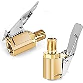 ptiysta 2pcs Locking Tire Air Chuck, Brass Tire Inflation Hose Adapter | Threaded Twist Connection Converts To Locking, No Leak Air Compressor Pump Clamps On Tire Chuck With Tire Valve Tire Nozzle