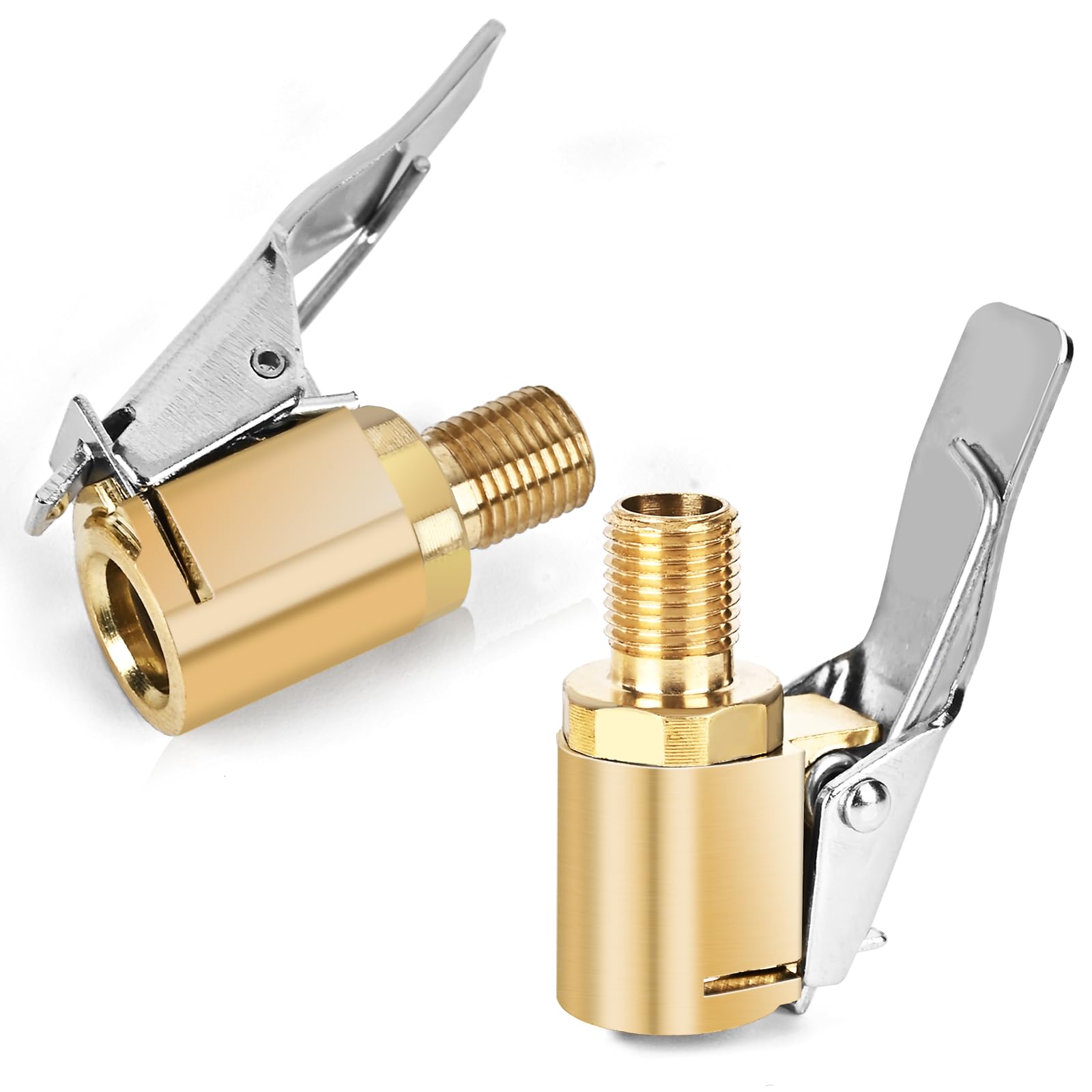 Photo 1 of 2pcs Locking Tire Air Chuck,Brass Tire Inflation Hose Adapter,Tire Nozzle With Tire Valve Threads,Unscrewed Connection Converted To Locking Connection,No Air Leakage On Chuck Air Compressor Pump Clip